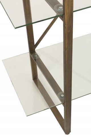 Étagère rectangulaire 4 niveaux TOTA en verre et métal or.